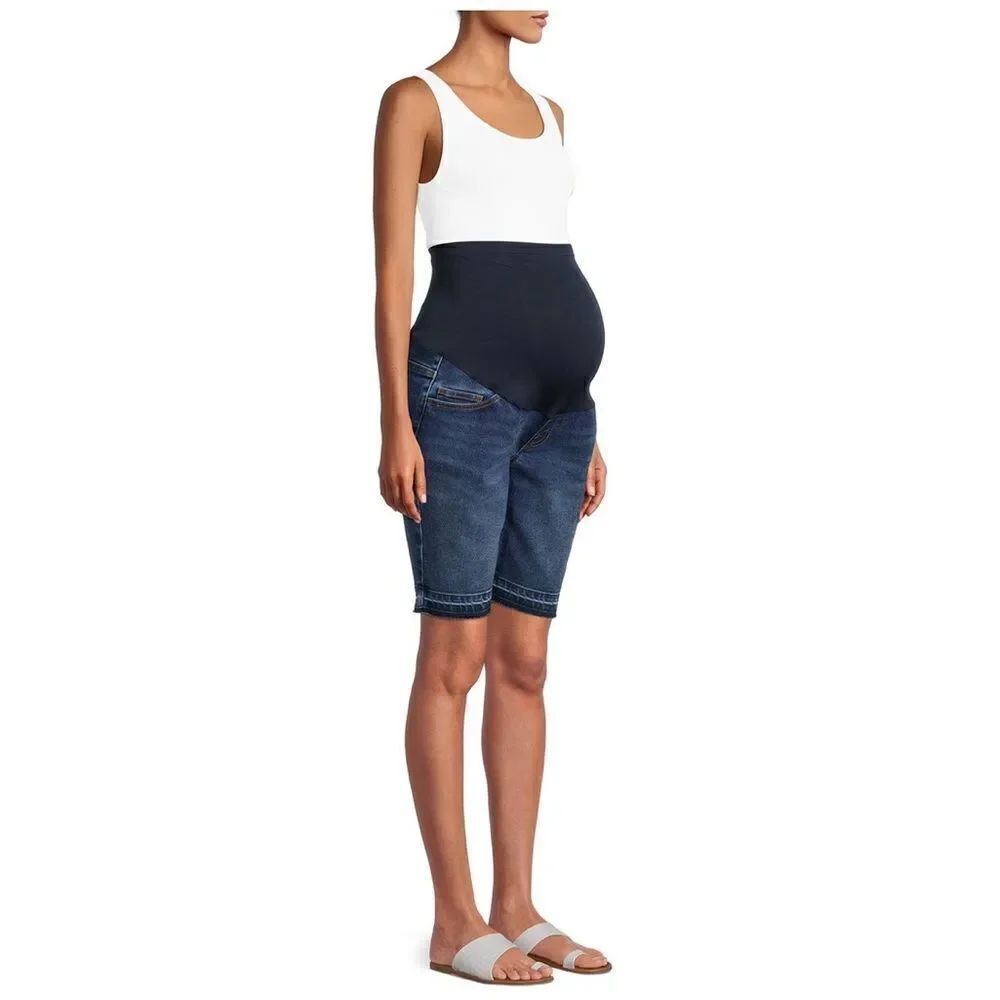 Maternity Bermuda Medium Wash Jean Shorts